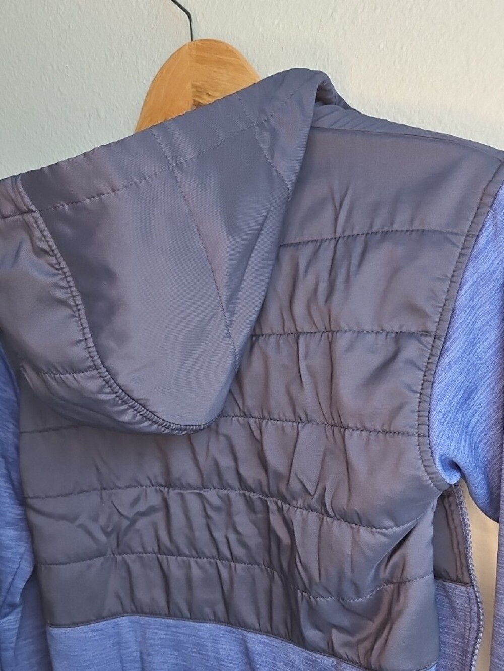 Columbia Blue Hybrid Fleece Hooded Kids Jacket Size Large 14/16 - Picture 10 of 13